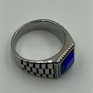 2022- Royal Blue Cubic Zirconia Handmade Men's Ring Size 12.5 NWT